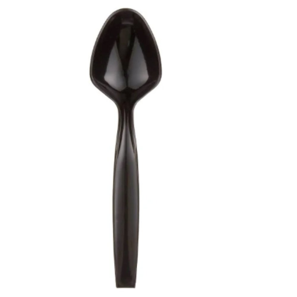 9-Pack Black Heavy Duty 9" Plastic Disposable Serving Spoons